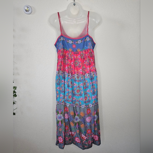 NWOT Natural Life Gigi Floral Midi Dress Blue Red Boho Floral Squareneck Hippie - Picture 9 of 12